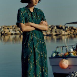 Elegant Green Floral Dress